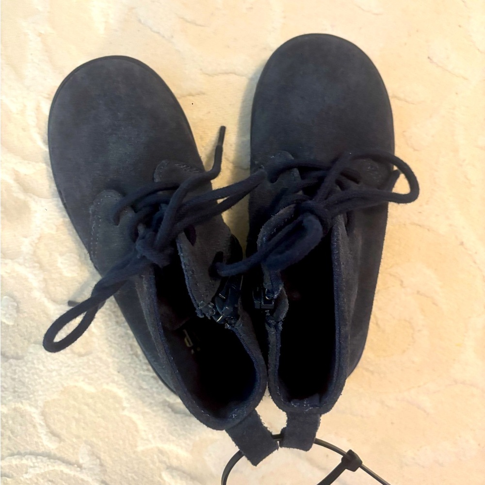 BOYS GAP navy blue suede side-zip shoes